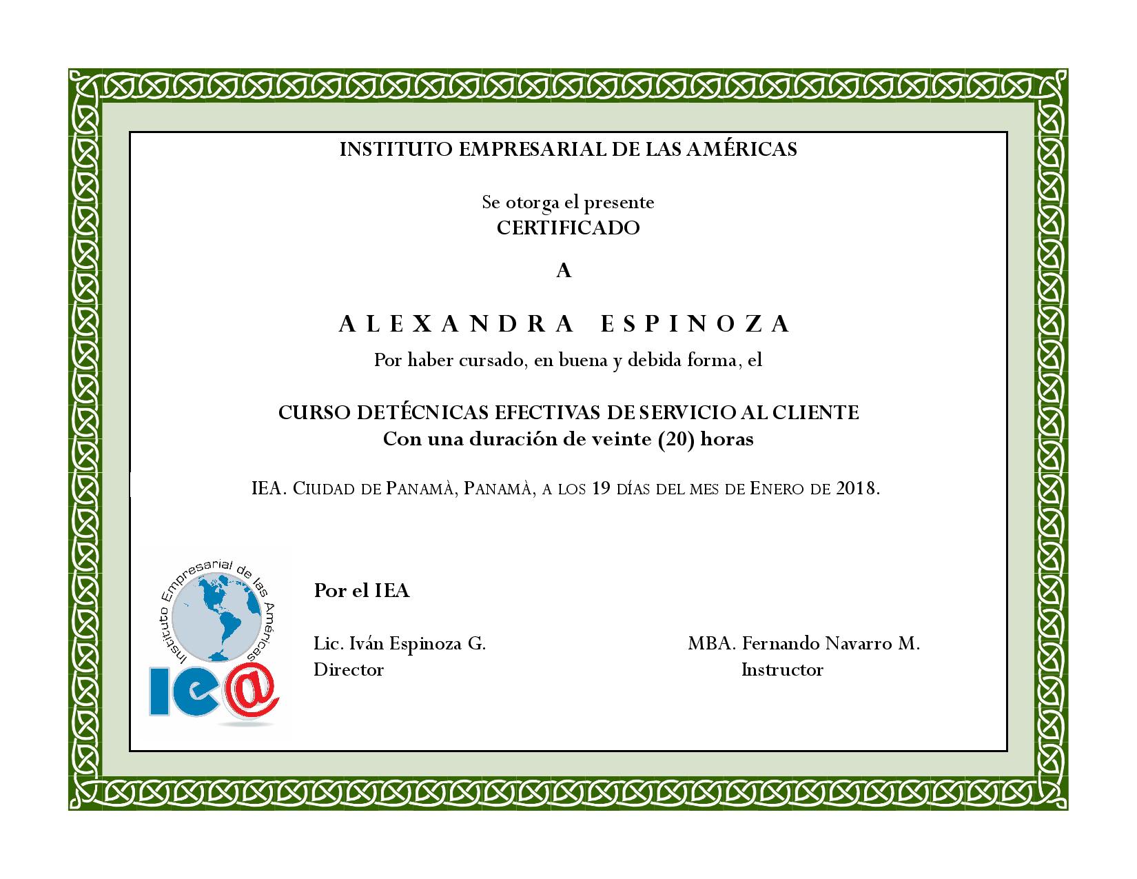 Diploma Ejemplo Diplomas - Fundación Instituto Empresarial de las Américas